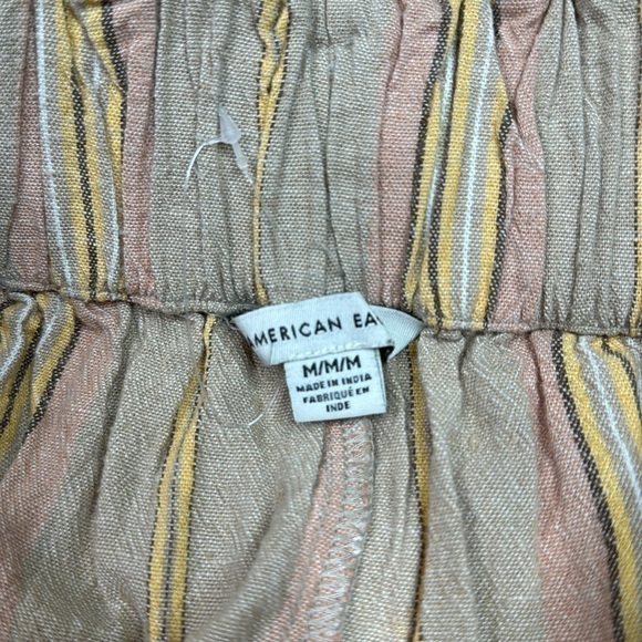 American Eagle Linen Blend Stretch Waist Striped Wide Leg Pants Medium NWOT - Picture 12 of 14